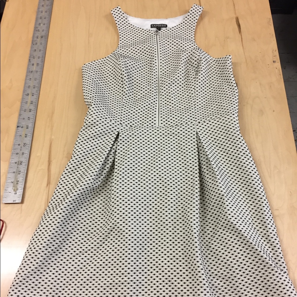 Polka dot black and white express dress size 10.